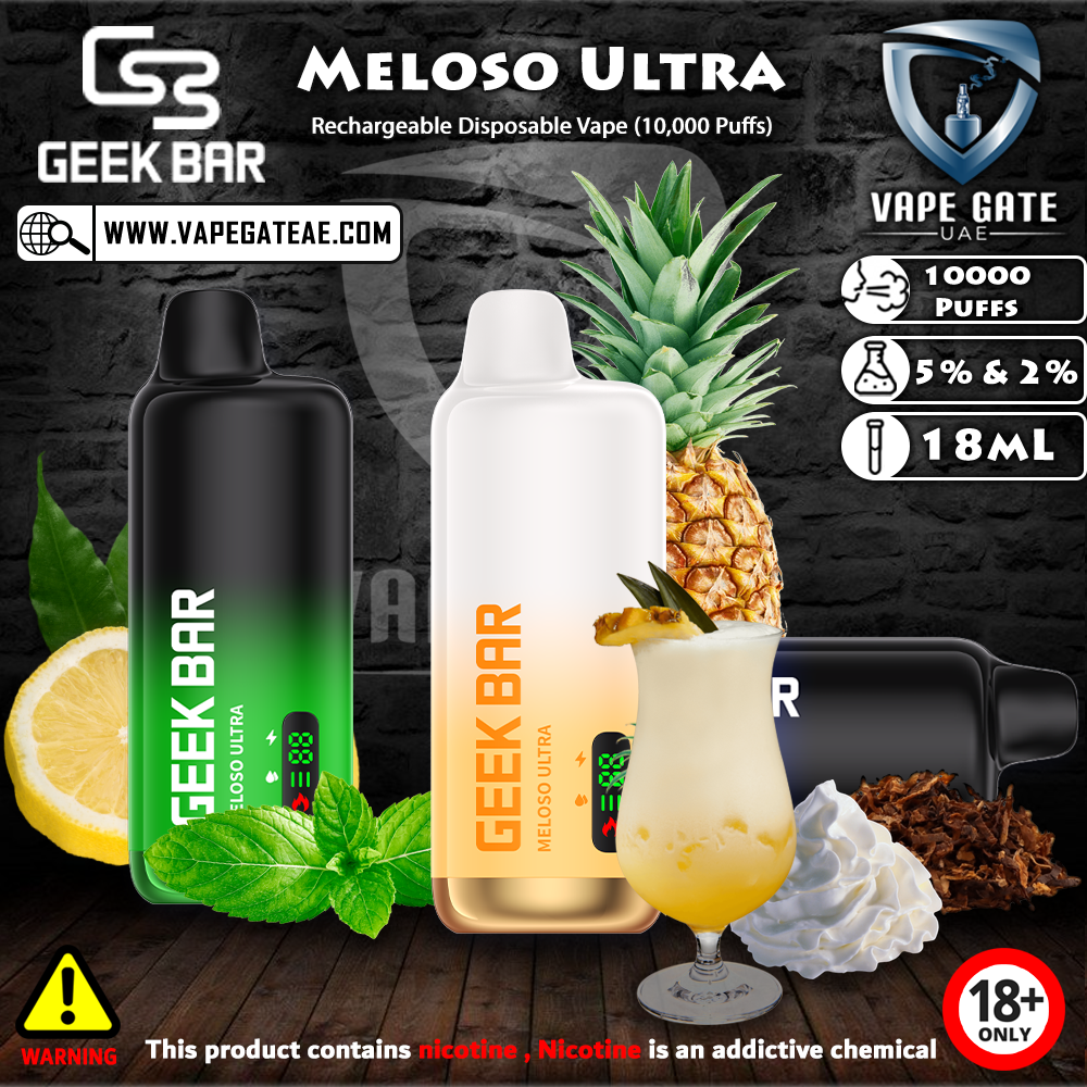 Geek Bar Meloso Ultra Rechargeable Disposable Vape (10,000 Puffs) Geek Bar Meloso Ultra Rechargeable Disposable Vape (10,000 Puffs)