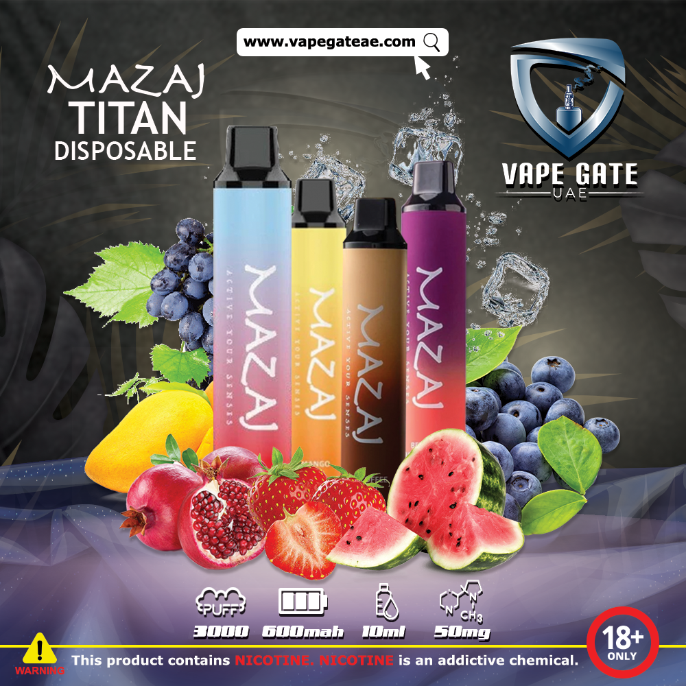 MAZAJ TITAN - 3000 PUFFS DISPOSABLE | Dubai & Abu Dhabi | Same Day Delivery MAZAJ TITAN - 3000 PUFFS DISPOSABLE | Dubai & Abu Dhabi | Same Day Delivery