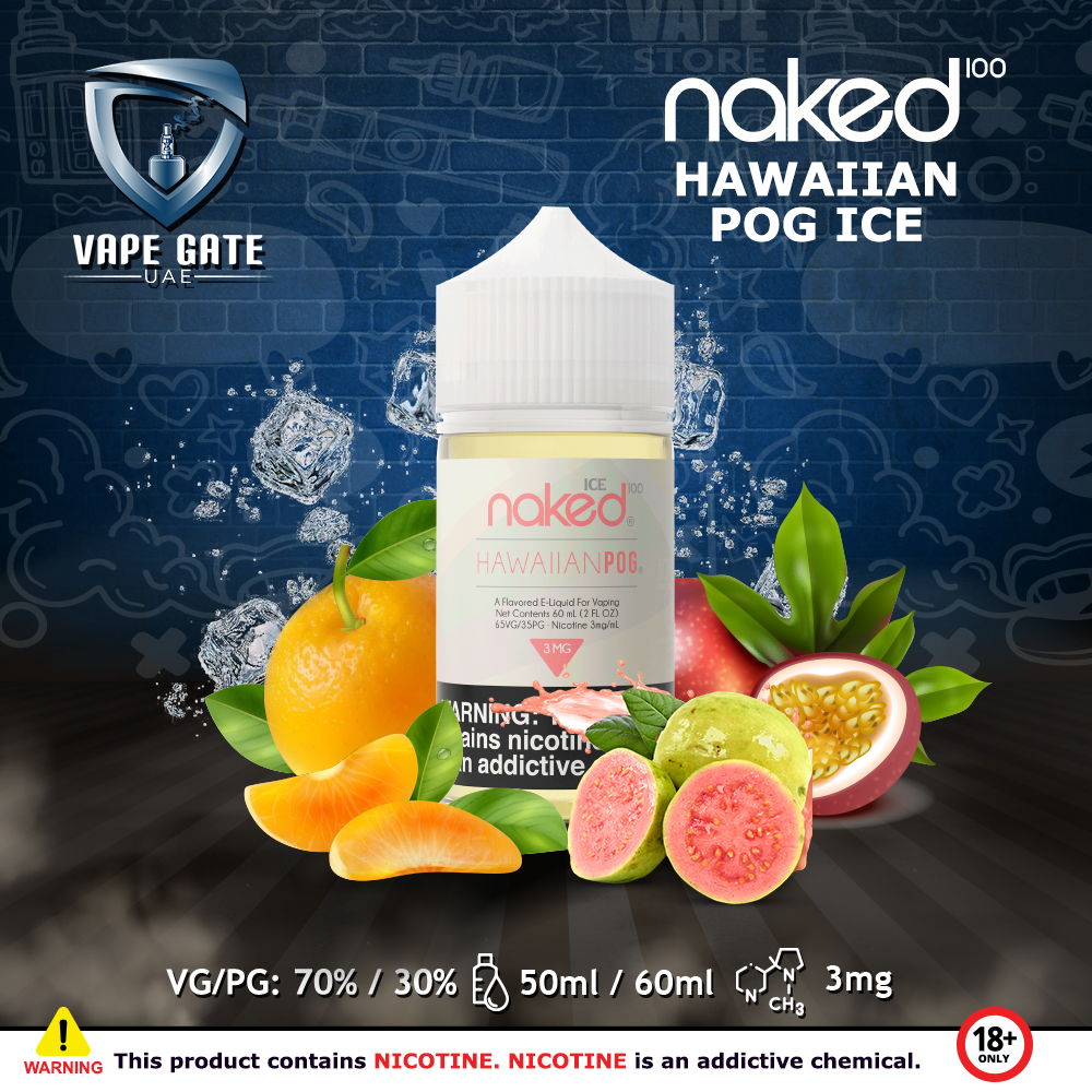 Naked 100 - Hawaiian Pog Ice 60ml, REAL DISCOUNT WITH VAPE GATE UAE. Naked 100 - Hawaiian Pog Ice 60ml, REAL DISCOUNT WITH VAPE GATE UAE.