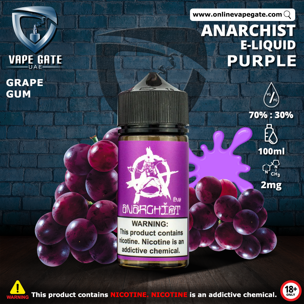 ANARCHIST - PURPLE 100ML ELIQUID | UAE, KSA Saudi Arabia | Vape Gate UAE ANARCHIST - PURPLE 100ML ELIQUID | UAE, KSA Saudi Arabia | Vape Gate UAE