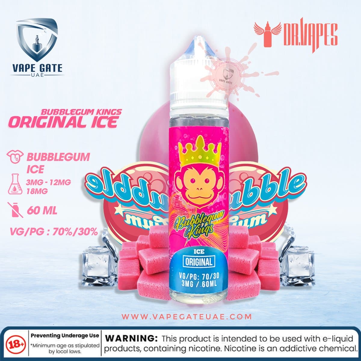 Bubble Gum Kings Original Ice 60ml by Dr. Vapes Abu Dhabi Dubai | Vape Gate  UAE