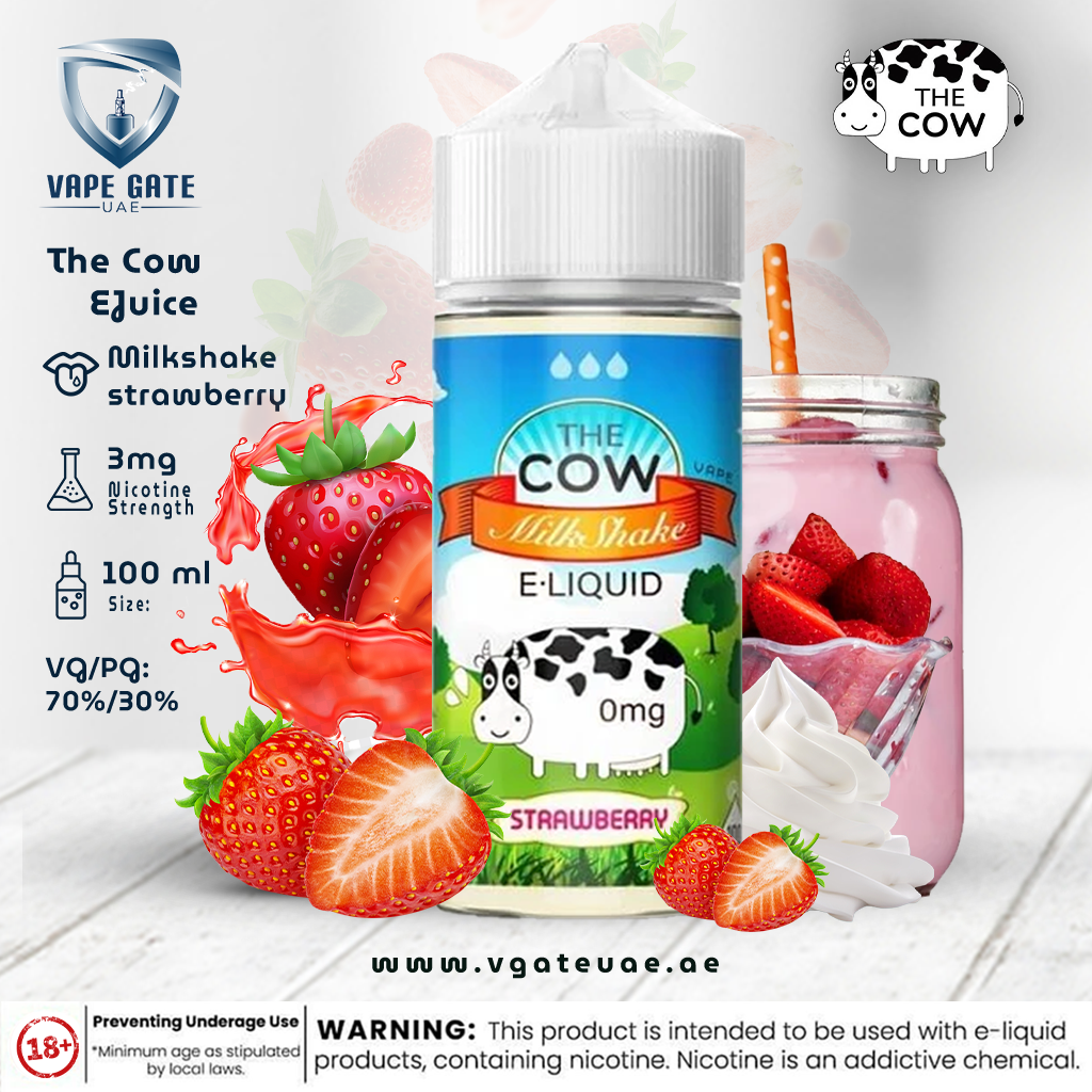Strawberry Milkshake by The Cow EJuice -100ml | Abu Dhabi & Dubai |Vape  Gate UAE