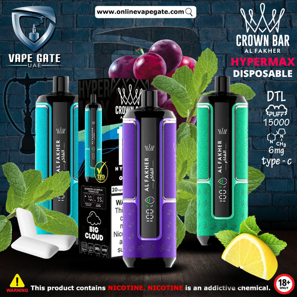 Al Fakher - Crown Bar Hypermax Disposable Vape (15,000 Puffs) Best Online Vape Shop In Dubai