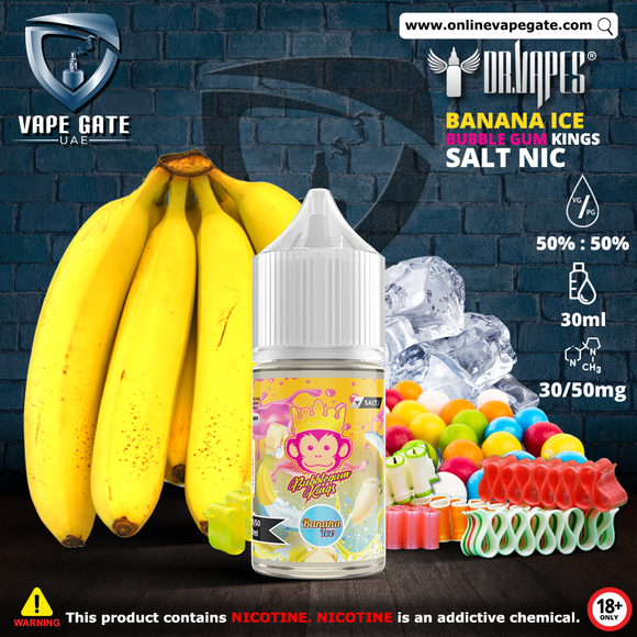 Bubble Gum Kings Banana Ice 30ml Saltnic by Dr. Vapes VAPE DELIVERY DUBAI