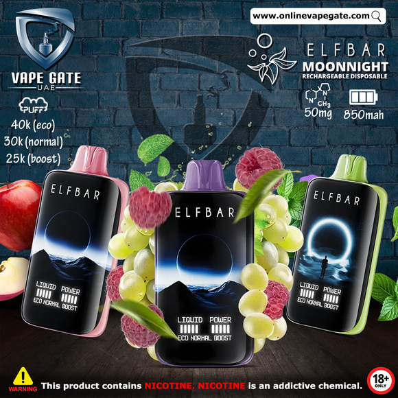 Elf Bar MoonNight Rechargeable Disposable Vape (40,000 Puffs) Same Day Delivery Dubai Duty free 2025