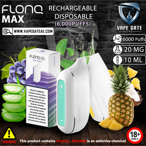 FLONQ MAX RECHARGEABLE DISPOSABLE VAPES (6,000PUFFS) VAPE DELIVERY ABU DHABI