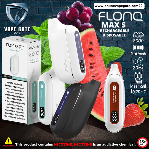 FLONQ MAX S RECHARGEABLE DISPOSABLE VAPES (8,000PUFFS) Vape Online Delivery Al Ain