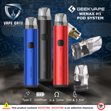 GEEKVAPE WENAX H1 POD SYSTEM 1000MAH 19W ABU DHABI DUBAI AL AIN RUWAIS FUJAIRAH KSA