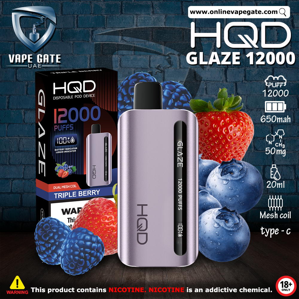 HQD GLAZED RECHARGEABLE DISPOSABLE VAPES (12,000PUFFS) | ABU DHABI & DUBAI  SAME DAY DELIVERY