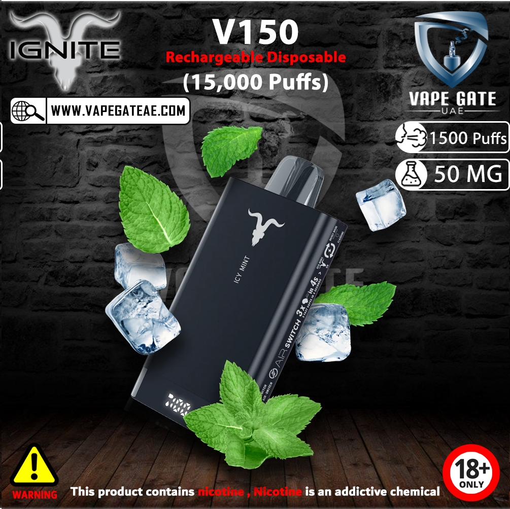 IGNITE - V150 Rechargeable Disposable Vape (15,000 Puffs) | Same Day Delivery Abu Dhabi & Dubai IGNITE - V150 Rechargeable Disposable Vape (15,000 Puffs) | Same Day Delivery Abu Dhabi & Dubai