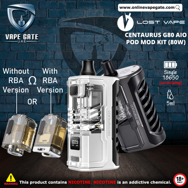 Lost Vape Centaurus G80 AIO Pod Mod Kit (80W) | Fast Delivery Abu Dhabi & Dubai Lost Vape Centaurus G80 AIO Pod Mod Kit (80W) | Fast Delivery Abu Dhabi & Dubai