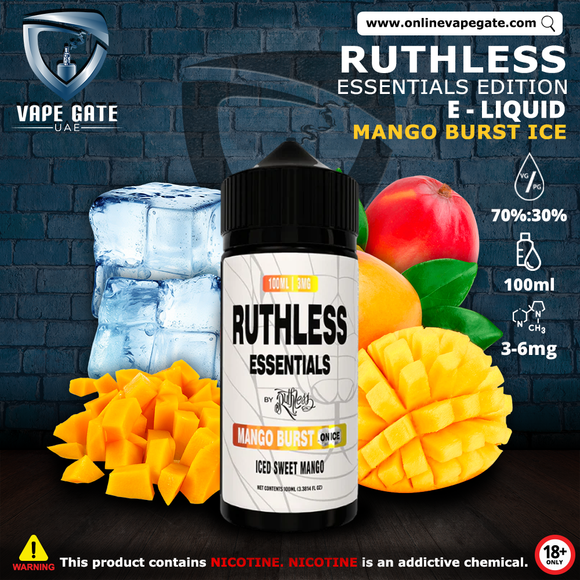 MANGO BURST ICE BY RUTHLESS ESSENTIALS EDITION vape delivery online sharjah al ain KSA