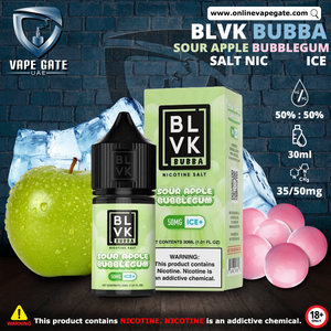 SOUR APPLE BUBBLEGUM ICE - BLVK BUBBA SALTS - 30ML vape delivery fujairah KSA UAE