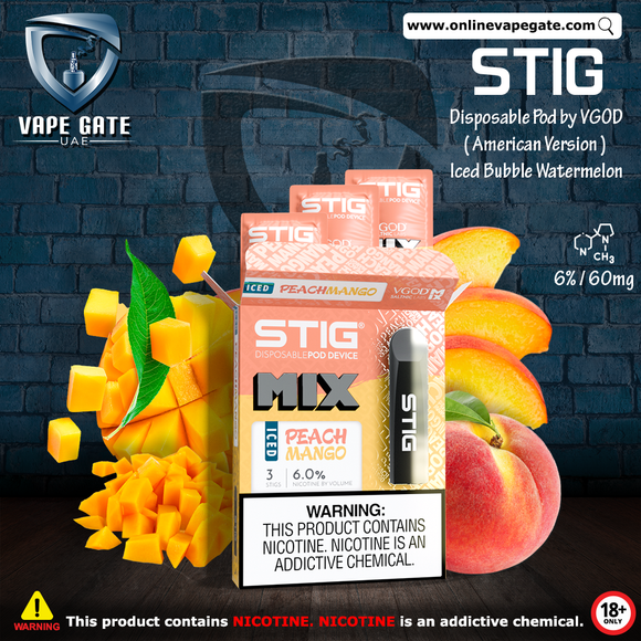 STIG Disposable Pod by VGOD ( American Version ) - Iced Peach Mango Vape Same Day Delivery Abu Dhabi