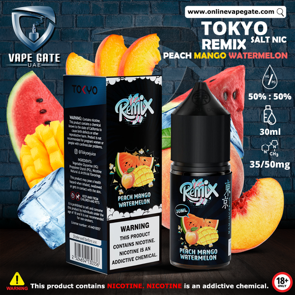 Tokyo Remix Peach Mango Watermelon Saltnic 30ml vape delivery offer sharjah
