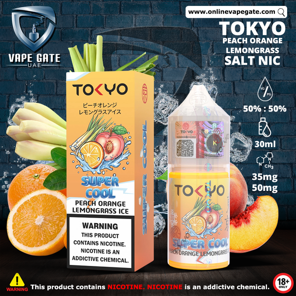 Tokyo Super Cool Peach Orange Lemongrass Ice Saltnic 30ml | Same