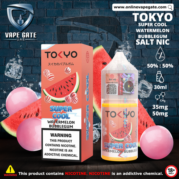 Tokyo Super Cool Watermelon Bubblegum Saltnic 30ml vape offer delivery abu dhabi