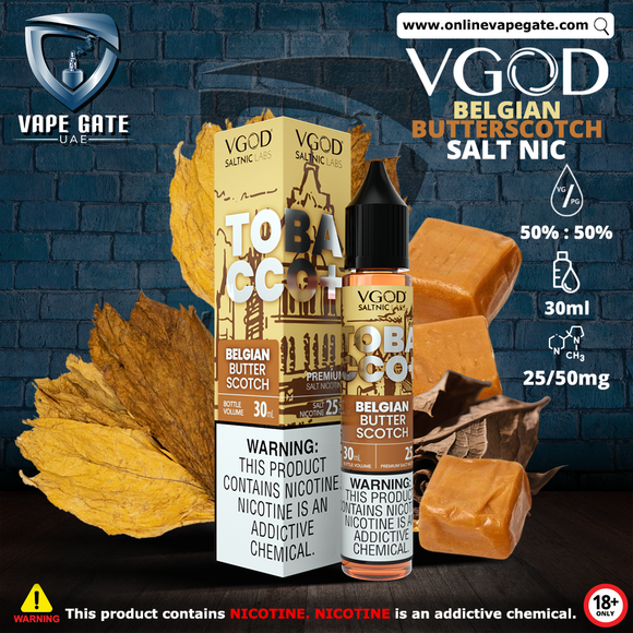 VGOD Tobacco Plus Belgian Butterscotch Salt Nic - 30ml Vape Offer Sharjah