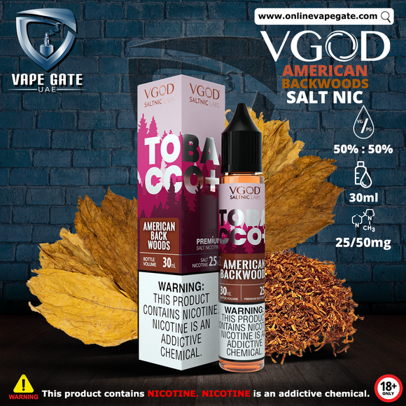 VGOD Tobacco Plus American Backwoods Salt Nic - 30ml Vape Online Order Ajman