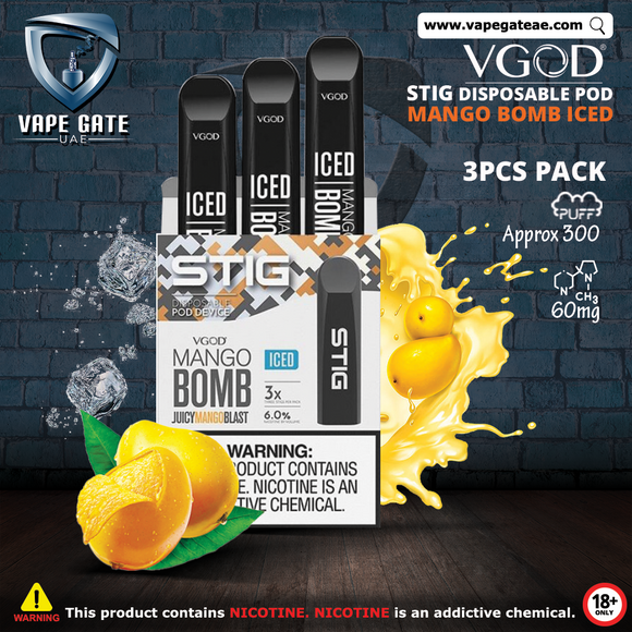 Disposable Stig Pod Dubai, Ice Mango Bomb Stig Disposable Pod Abu Dhabi, Vape Gate UAE