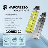 VAPORESSO XROS 4 MINI 1000mAh POD SYSTEM vape delivery dubai
