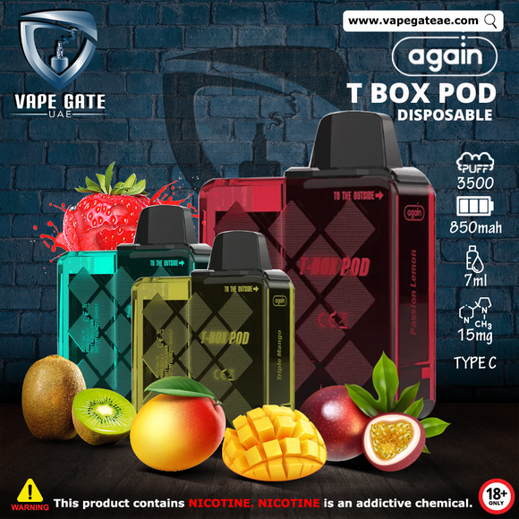 AGAIN T-Box Pod Kit Disposable Vape ABU DHABI DUBAI AL AIN RUWAIS AJMAN SHARJAH KSA