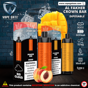 Al Fakher - Crown Bar Disposable Vape (8,000 Puffs) | UAE, KSA Saudi Arabia | Vape Gate UAE Al Fakher - Crown Bar Disposable Vape (8,000 Puffs) | UAE, KSA Saudi Arabia | Vape Gate UAE