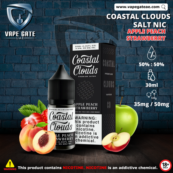 APPLE PEACH STRAWBERRY - COASTAL CLOUDS 30ML SALTNIC ABUD DHABI DUBAI AL AIN RUWAIS KSA