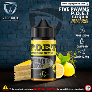 Poet - Grandma's Lemon Cake - 60ml E liquid by Five Pawns California DUBAI ABU DHABI RAS LA KHAIMAH SHARJAH FUJAIRAH KSA