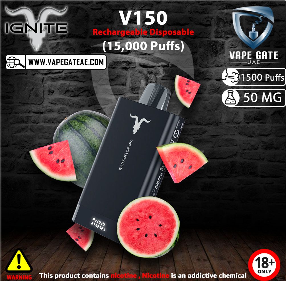 elf bar vape uk IGNITE - V150 Rechargeable Disposable Vape (15,000 Puffs)