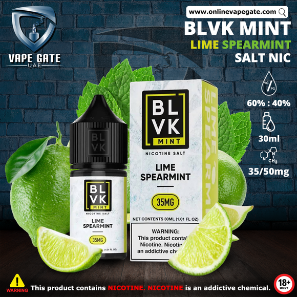 LIME SPEARMINT - BLVK MINT SALTS - 30ML vape delivery abu dhabi