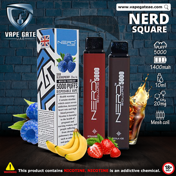 Nerd Square 5000 Puffs - Disposable ABU DHABI DUBAI AL AIN RUWAIS SHARJAH FUJAIRAH KSA