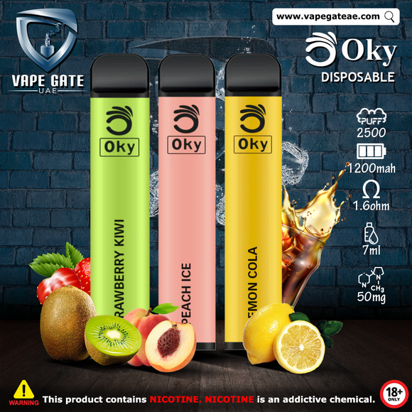 OKY DISPOSABLE VAPE PEN 2500 PUFFS 1200MAH Abudhabi Dubai KSA