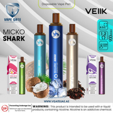 Veiik Micko Shark Disposable Vape Pen - 2200 Puffs Abudhabi UAE KSA Oman