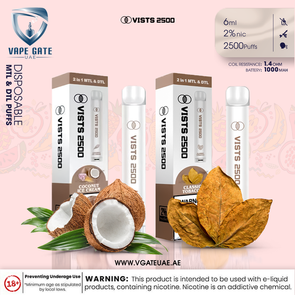 Vists 2500 – Disposable (20MG - MTL & DTL Puffs) Abudhabi Dubai Fujairah KSA