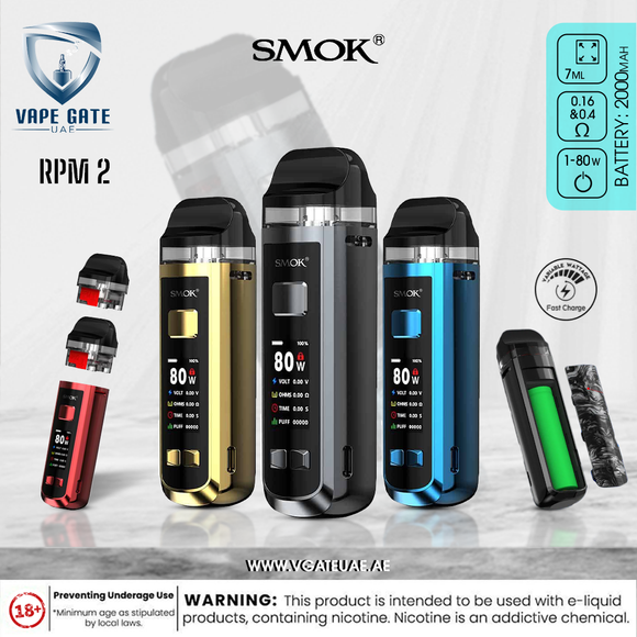 SMOK RPM 2 80W Pod Kit 2000mAh Abu Dhabi Dubai Ras Al Khaimah UAE, KSA Saudi ArabiaSMOK RPM 2 80W Pod Kit 2000mAh Abu Dhabi Dubai Ras Al Khaimah UAE, KSA Saudi Arabia