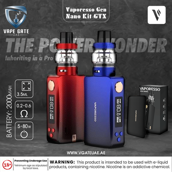 Vaporesso Gen Nano Kit GTX Tank 22 2000mAh Abu Dhabi Dubai UAE, KSA Saudi Arabia