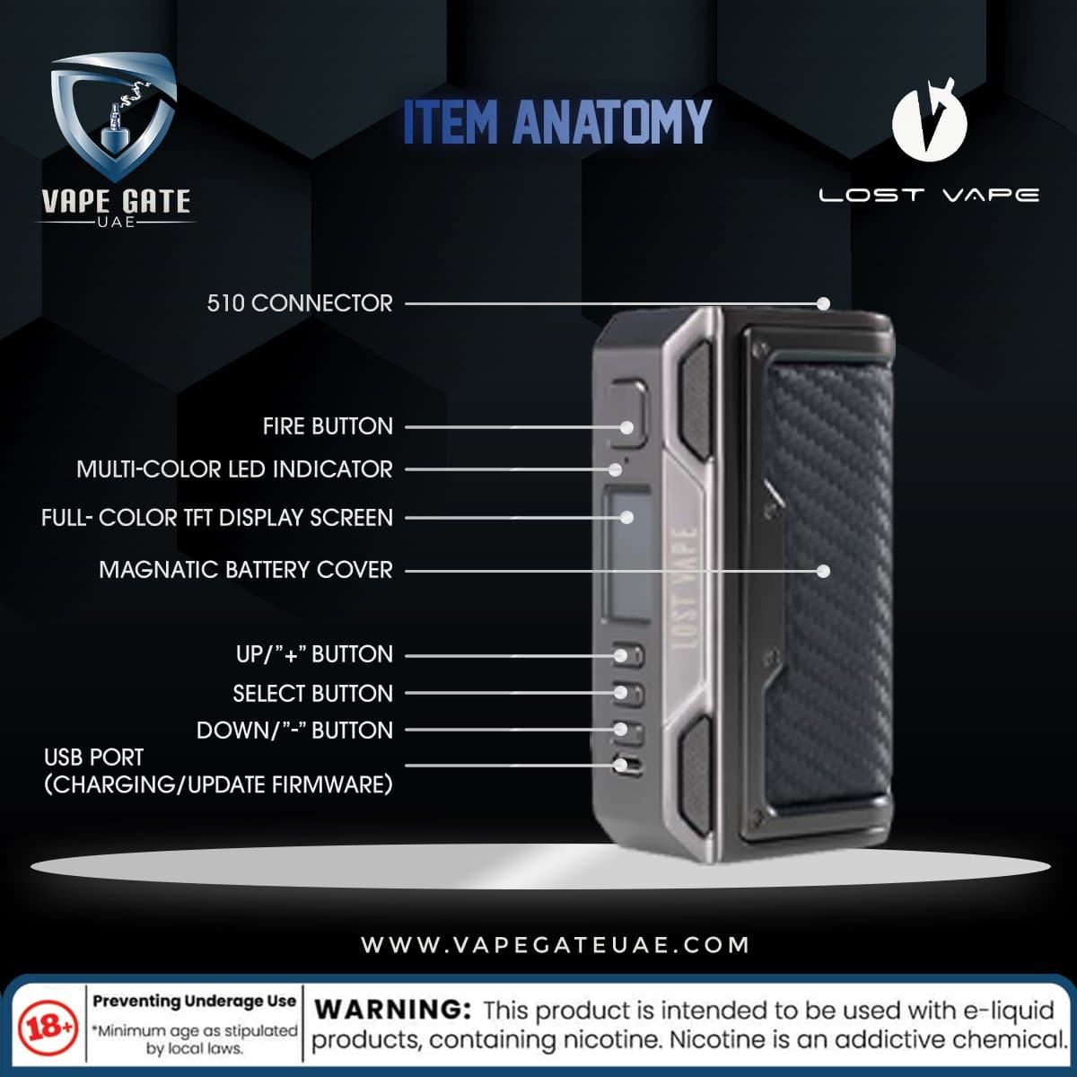 LOST VAPE THELEMA DNA250C BOX MOD | Dubai & Abu Dhabi UAE | Vape Riyadh