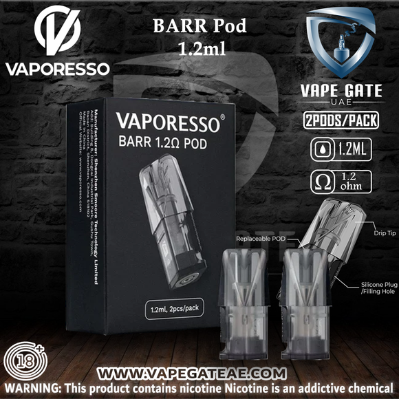 VAPORESSO BARR Pod 1.2ml 2pcs| Vape Riyadh | Discount UAE VAPORESSO BARR Pod 1.2ml 2pcs| Vape Riyadh | Discount UAE