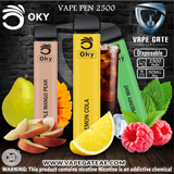 OKY DISPOSABLE VAPE PEN 2500 PUFFS 1200MAH Abudhabi Dubai KSA