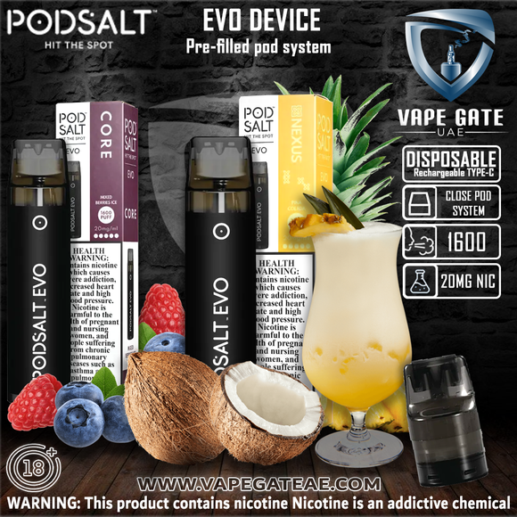 POD SALT EVO DEVICE 20MG 1600 PUFFS ABU DHABI DUBAI RUWAIS SHARJAH AL AIN KSA