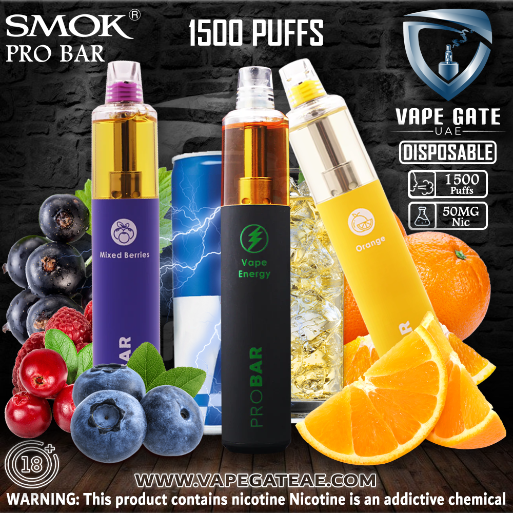 SMOK Pro Bar Disposable Vape Kit 1500 Puffs 1000mAh |Abu Dhabi & Dubai |Vape  Gate UAE| Free Delivery apply