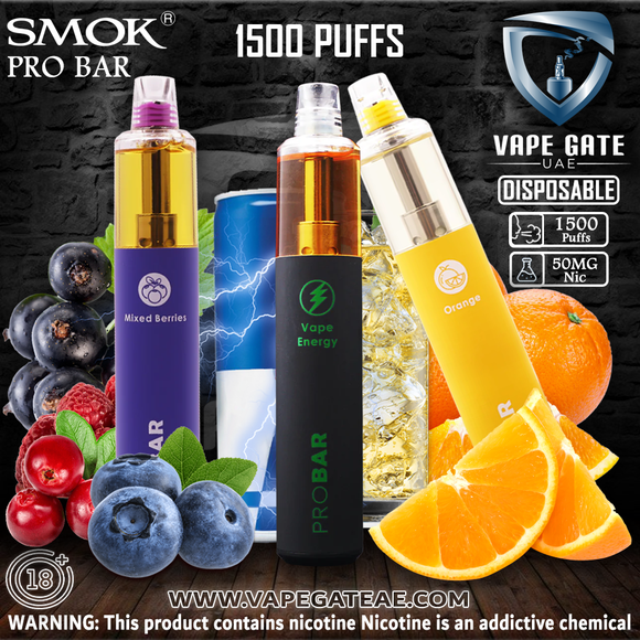 SMOK Pro Bar Disposable Vape Kit 1500 Puffs 1000mAh Abudhabi Dubai KSA