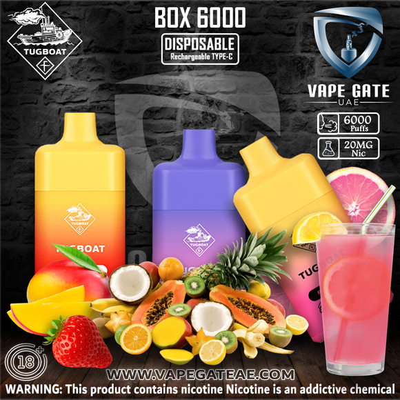 TUGBOAT - BOX Disposable Vape Device (6000 Puffs) ABU DHABI DUBAI FUJAIRAH RAK AL AIN SHARJAH KSA QATAR