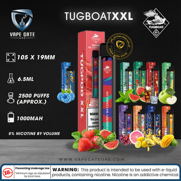 TUGBOAT XXL VAPE DISPOSABLE PODS (2500 Puffs) - Pods - UAE - KSA - Abu Dhabi - Dubai - RAK 1