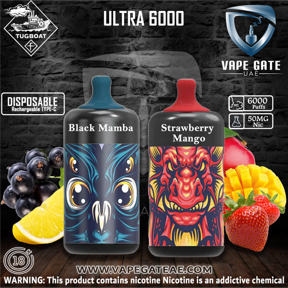 TUGBOAT ULTRA DISPOSABLE VAPE 6000 PUFFS Abu Dhabi Dubai Ruwais Al Ain Fujairah KSA