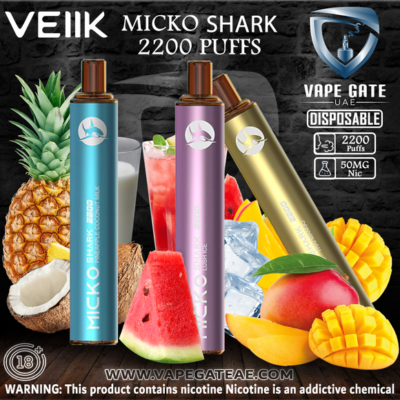 Veiik Micko Shark Disposable Vape Pen - 2200 Puffs Abudhabi UAE KSA Oman