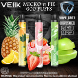 VEIIK MICKO π PIE DISPOSABLE VAPORIZER 600 PUFFS Dubai & Abu Dhabi UAE, Saudi Arabia & Riyadh