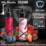 MY SHISHA DTL 2400 PUFFS DISPOSABLE POD (3MG) Abu Dhabi Dubai Ruwais Al Ain Fujairah KSA Qatar