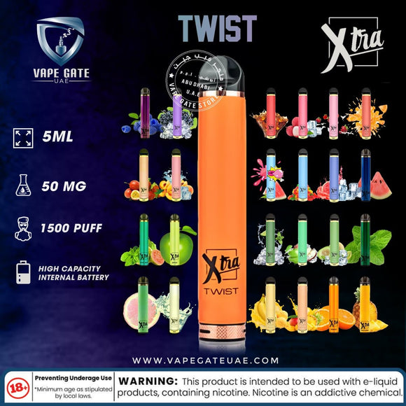 XTRA Twist Disposable Vaporiser - with adjustable airflow | Dubai & Abu Dhabi UAE XTRA Twist Disposable Vaporiser - with adjustable airflow | Dubai & Abu Dhabi UAE